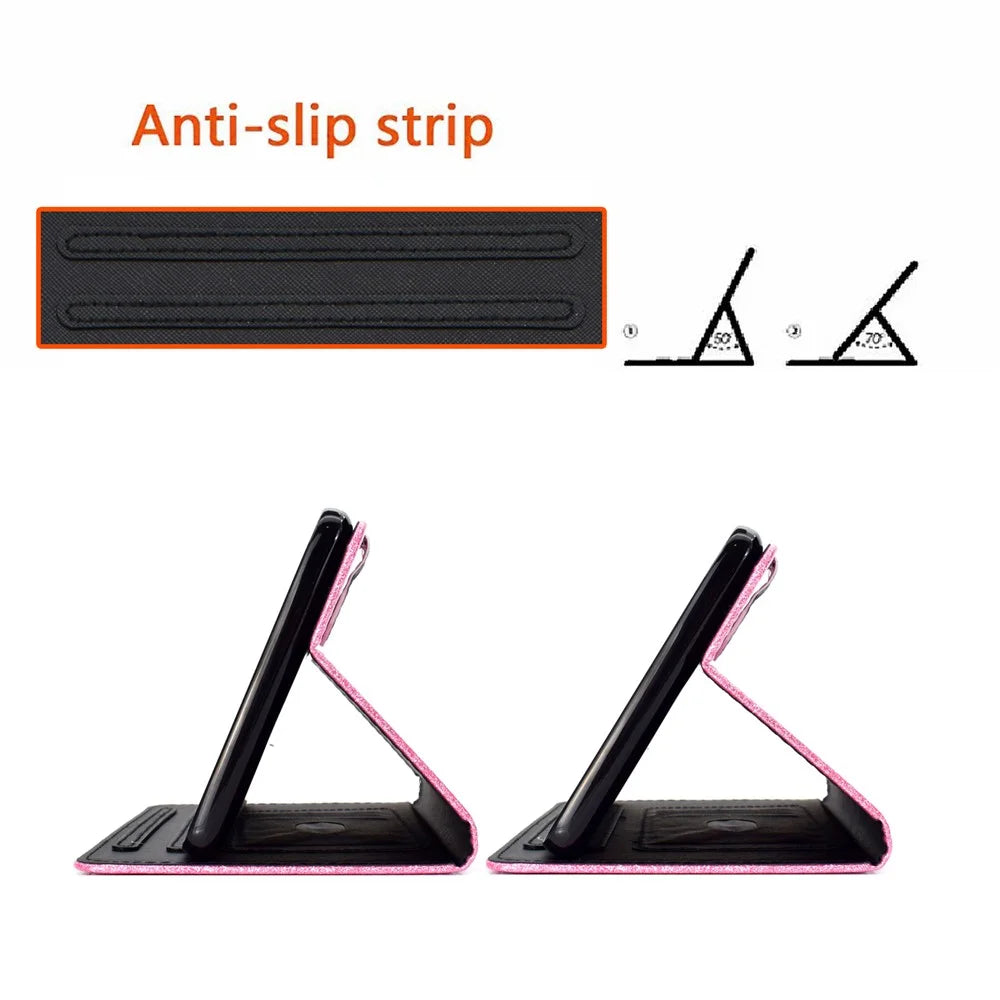 For iPad Pro 11 (2025) / 11 (2024) Case Card Slot Stand Glittery PU Leather Tablet Cover - Black - 5
