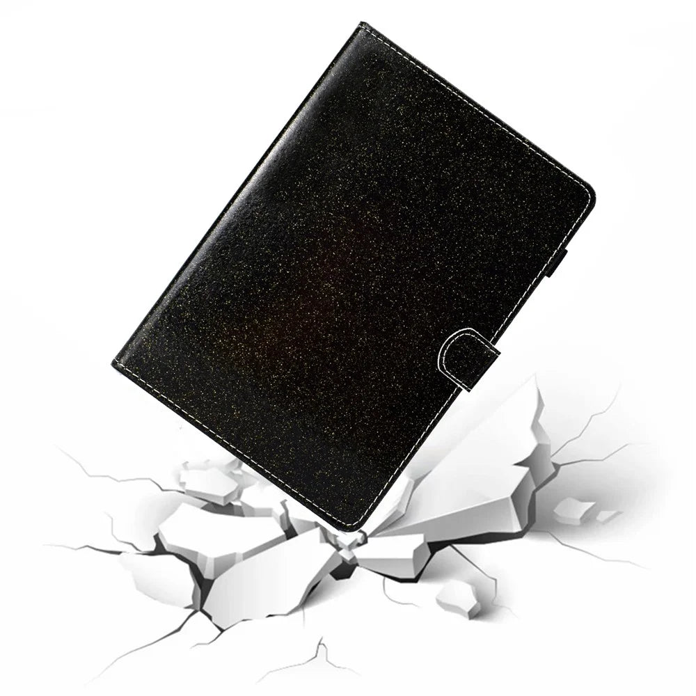 For iPad Pro 11 (2025) / 11 (2024) Case Card Slot Stand Glittery PU Leather Tablet Cover - Black - 6