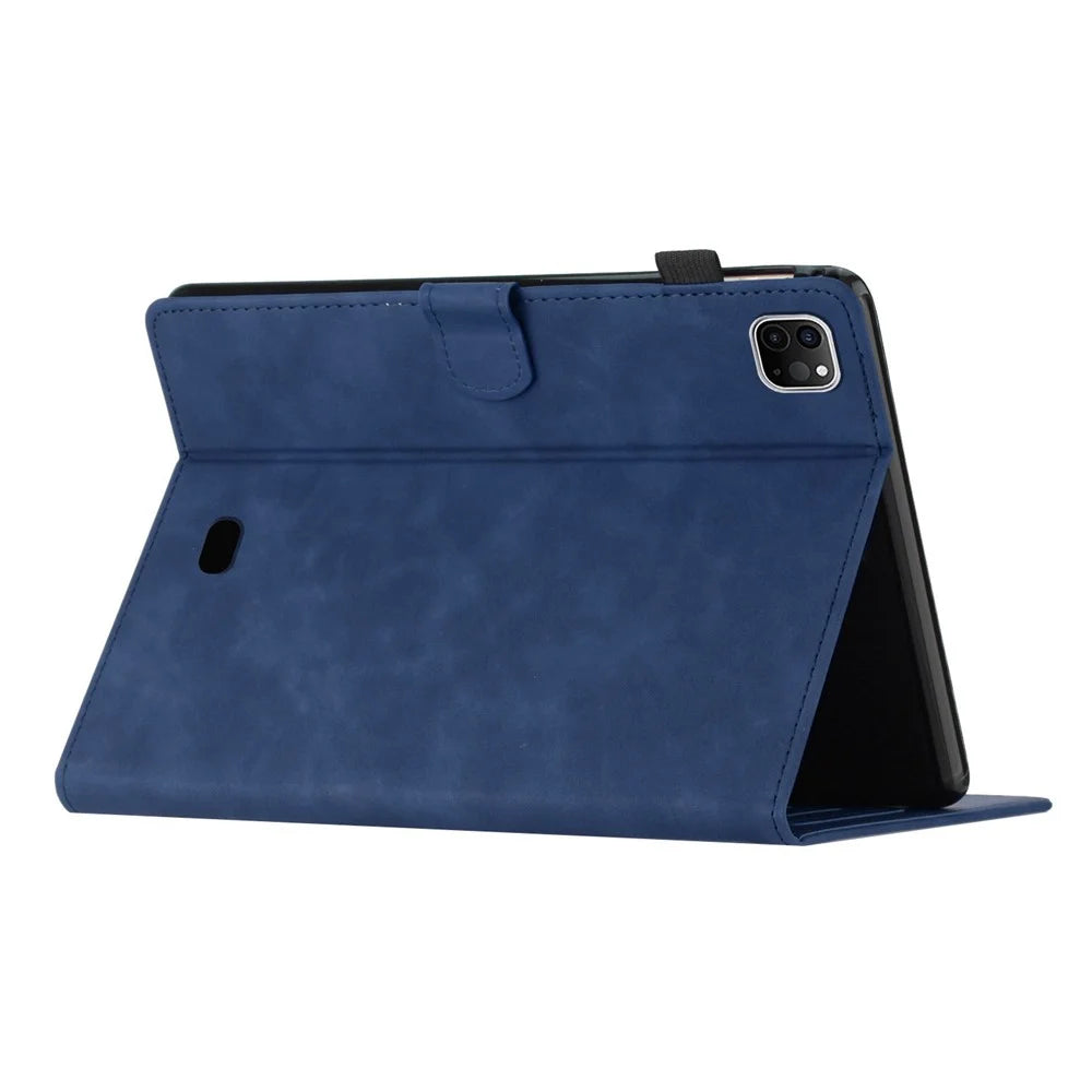 For iPad Pro 11 (2025) / 11 (2024) Case with Card Slots PU Leather Coconut Tree Smart Tablet Cover - Blue - 4