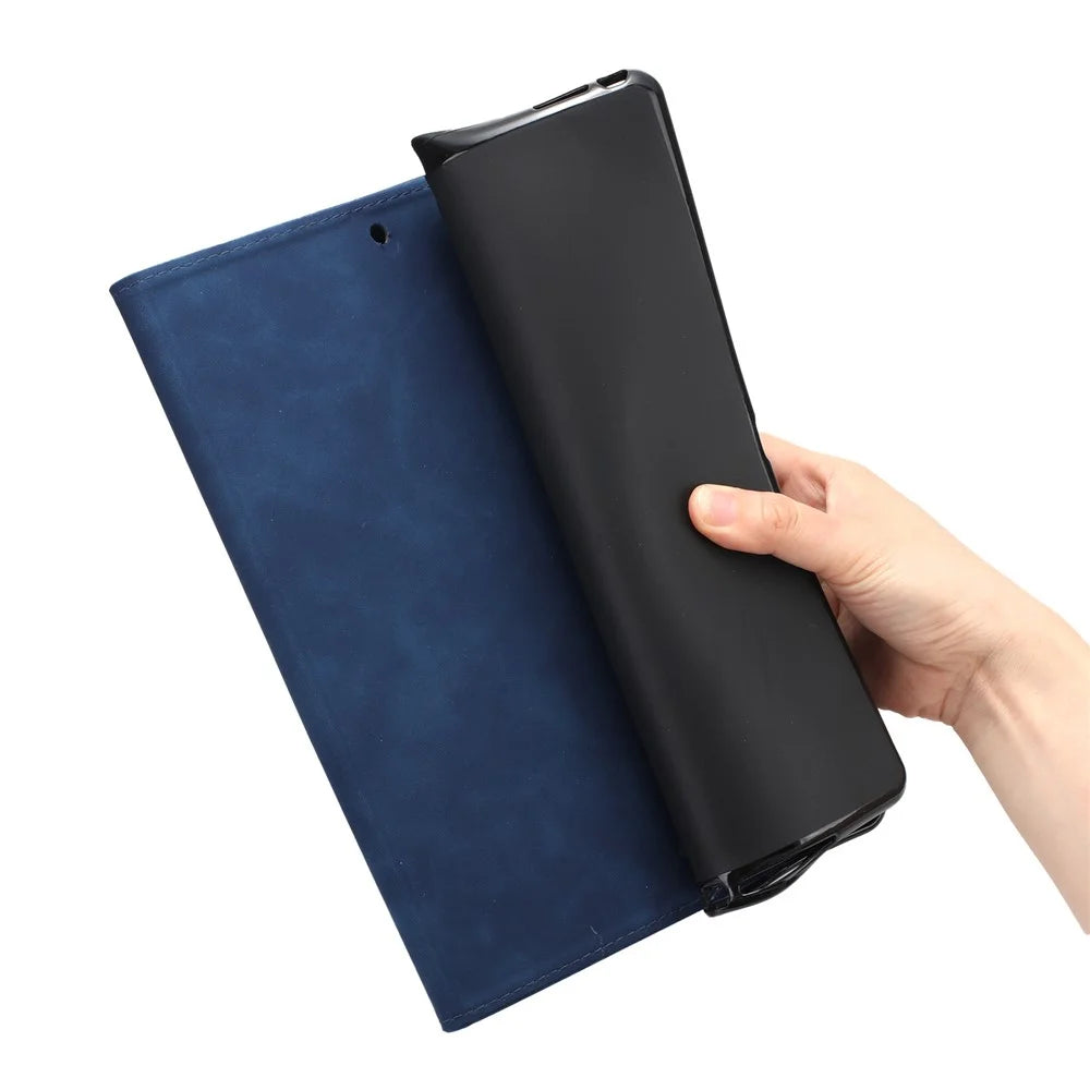 For iPad Pro 11 (2025) / 11 (2024) Case with Card Slots PU Leather Coconut Tree Smart Tablet Cover - Blue - 5