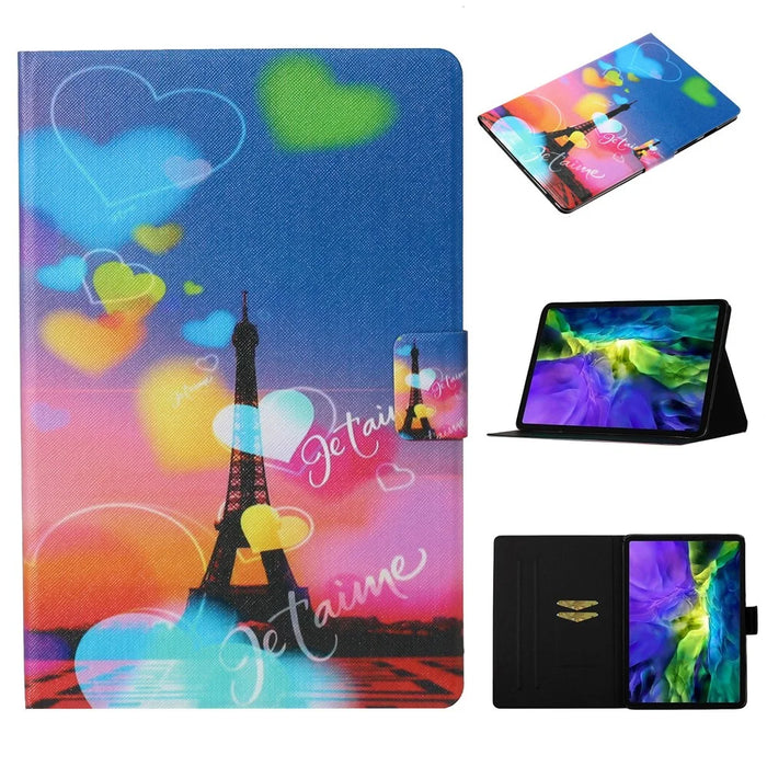 For iPad Pro 11 (2025) / 11 (2024) Case Pattern Leather Folio Stand Tablet Cover with Card Holder - Iron Tower - 1