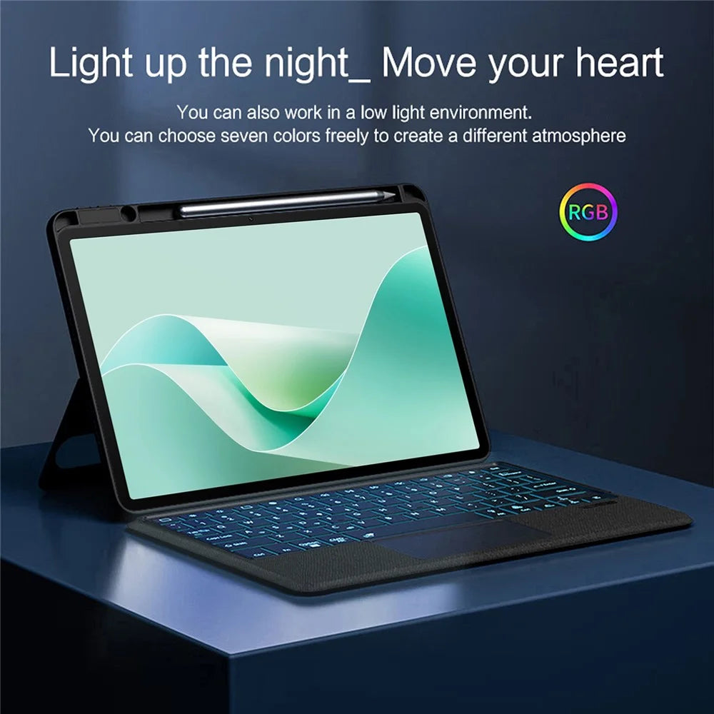 For Huawei MatePad 11.5 S (2026) / (2025) / (2024) Leather Case + Bluetooth-compatible Keyboard with Backlight Trackpad - 7