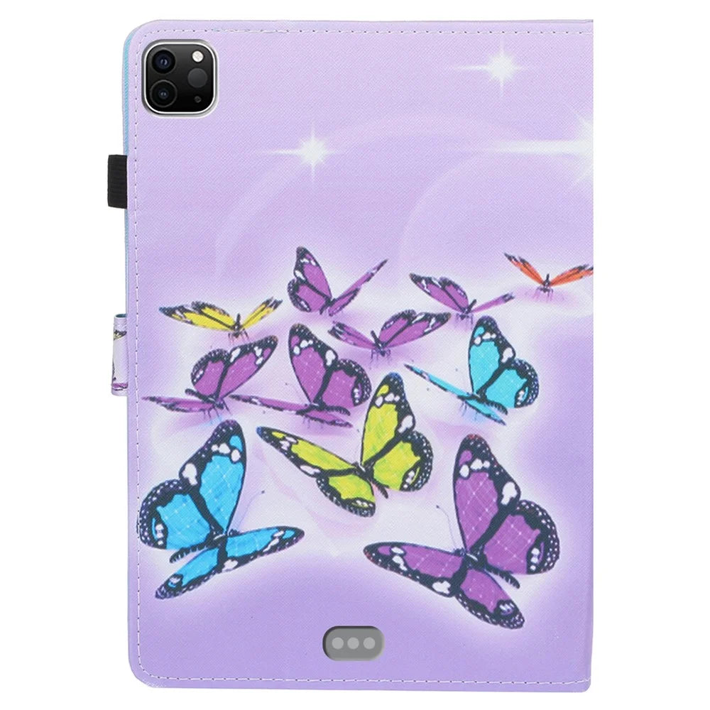 For iPad Pro 11 (2025) / 11 (2024) Case Pattern PU Leather Tablet Cover with Pencil Holder - Purple Butterflies - 7