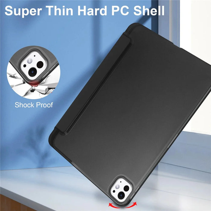 For iPad Pro 11 (2025) / 11 (2024) Case Stand PU Leather + PC Matte Back Tablet Case - Black - 6