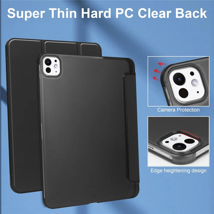 For iPad Pro 13 (2025) / 13 (2024) Stand Case PU Leather + PC Matte Back Tablet Case with Pen Slot - Black - 5