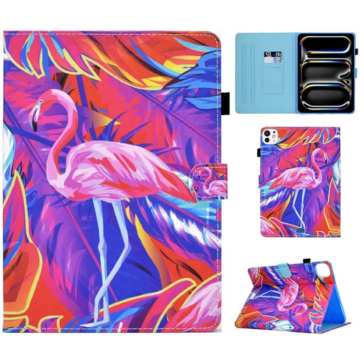 For iPad Pro 11 (2025) / (2024) Tablet Cover Shockproof Leather Card Holder Stand Case - Bird - 1