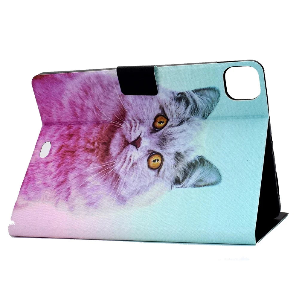 A1 For iPad Pro 11 (2025) / (2024) Case Anti-Drop Card Holder Stand Leather Tablet Cover - Pink Cat - 4