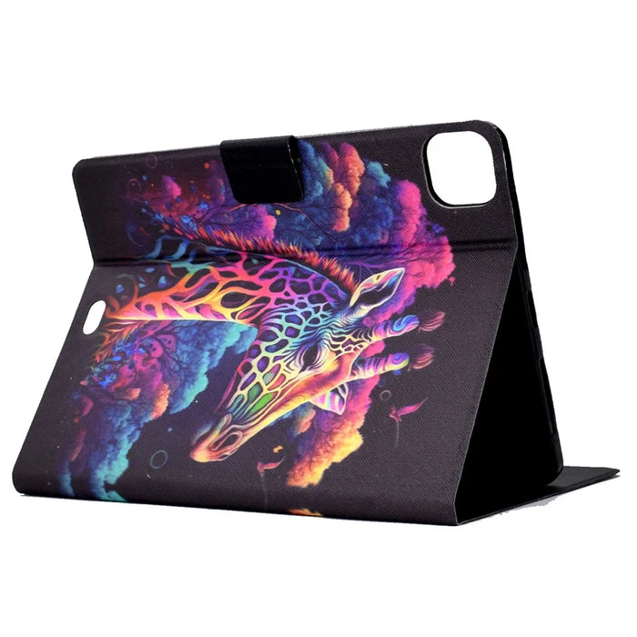 For iPad Pro 11 (2025) / (2024) Case Pattern Leather Tablet Protective Cover Auto Sleep / Wake - Giraffe - 4