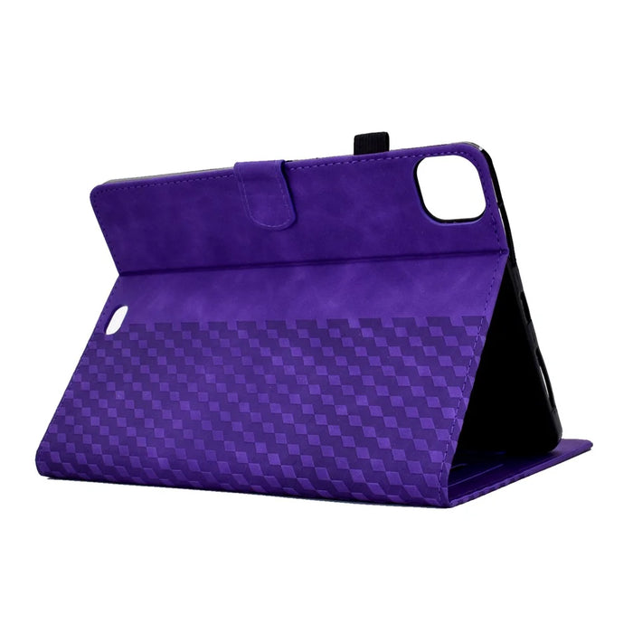 A3 For iPad Pro 11 (2025) / (2024) Case Card Slots Leather Tablet Cover Block Pattern - Purple - 4