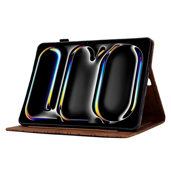 A6 For iPad Pro 11 (2025) / (2024) Case Card Slots Stand Rhombus Auto Wake  /  Sleep Leather Tablet Cover - Brown - 3