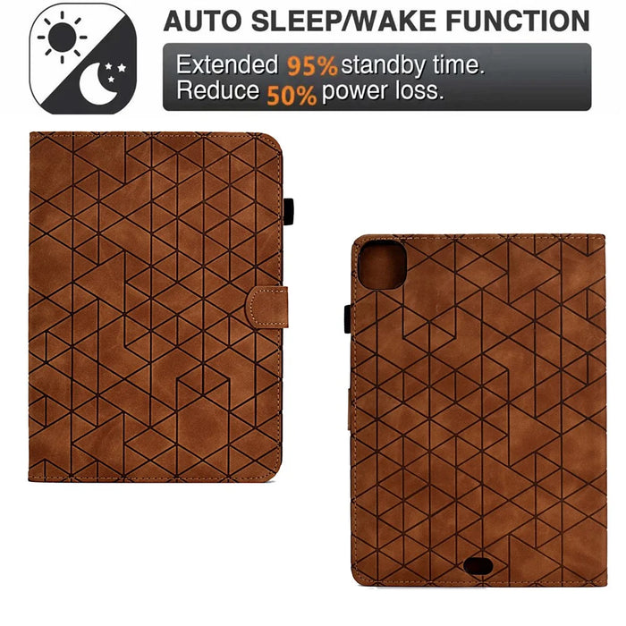 A6 For iPad Pro 11 (2025) / (2024) Case Card Slots Stand Rhombus Auto Wake  /  Sleep Leather Tablet Cover - Brown - 6