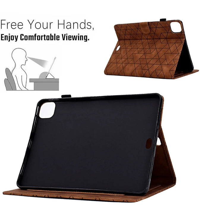 A6 For iPad Pro 11 (2025) / (2024) Case Card Slots Stand Rhombus Auto Wake  /  Sleep Leather Tablet Cover - Brown - 7