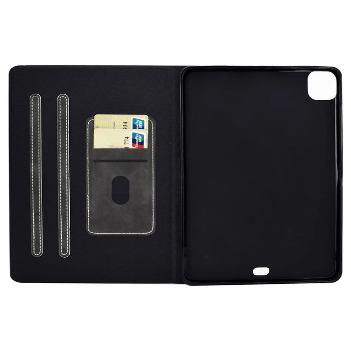 For iPad Pro 11 (2025) / (2024) Case Cowhide Texture Leather Tablet Cover Multi-Angle Viewing - Black - 2