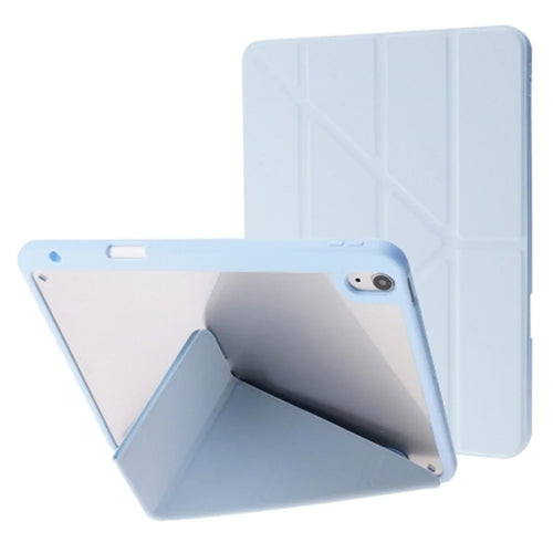 For iPad Air 11 (2026) / (2025) / (2024) Case Origami Stand PU Leather+TPU+Acrylic Solid Color Tablet Cover - Baby Blue - 1