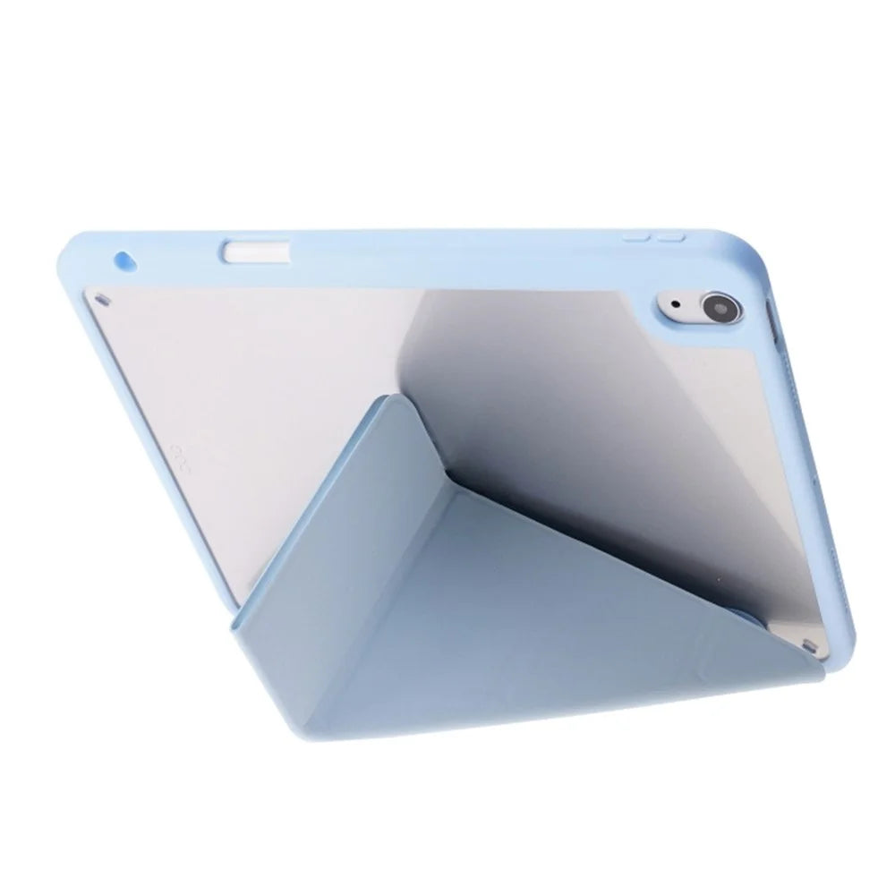 For iPad Air 11 (2026) / (2025) / (2024) Case Origami Stand PU Leather+TPU+Acrylic Solid Color Tablet Cover - Baby Blue - 3