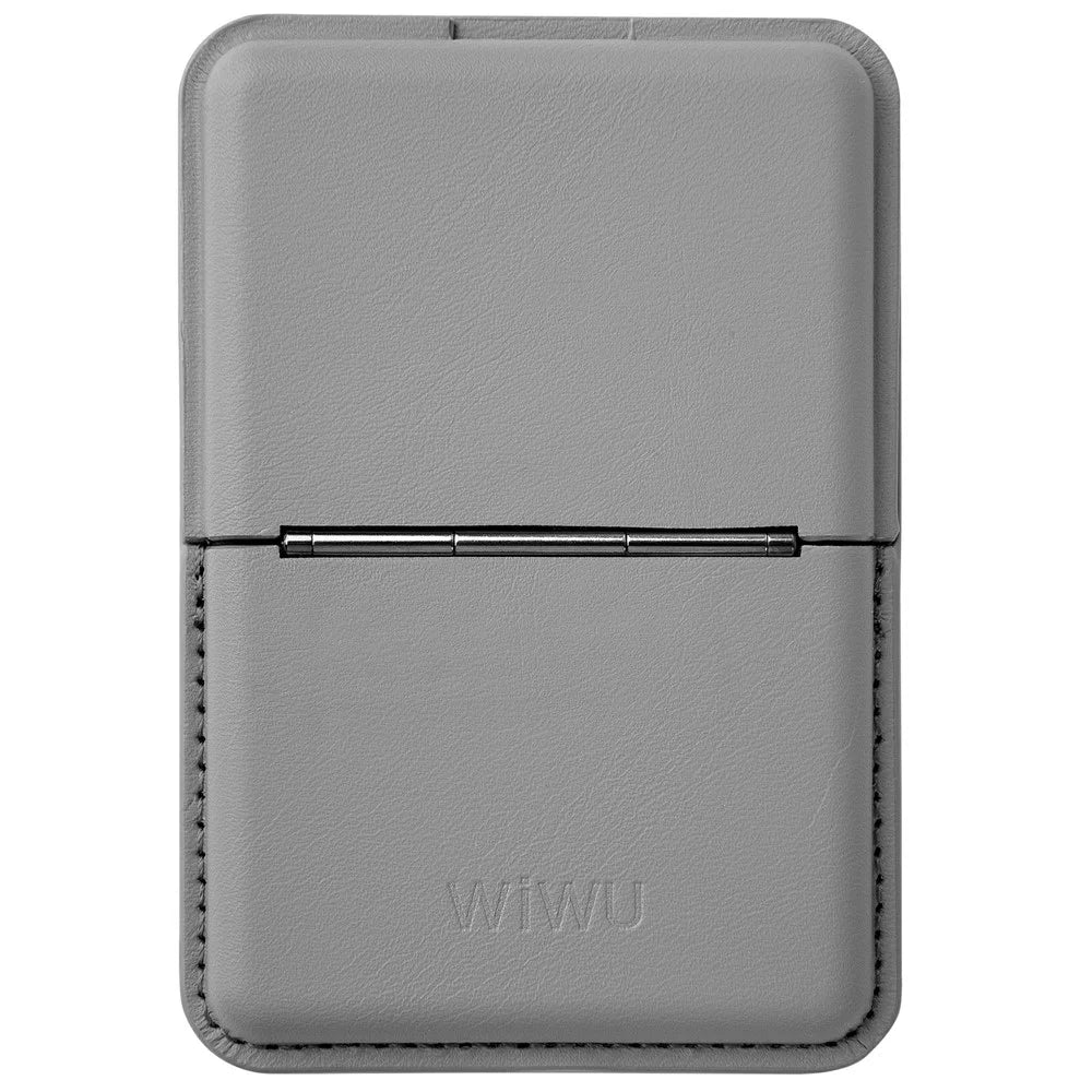 WIWU Mag Wallet MW-001 PU Leather Phone Back Card Bag Kickstand Magnetic Card Holder - Grey - 2