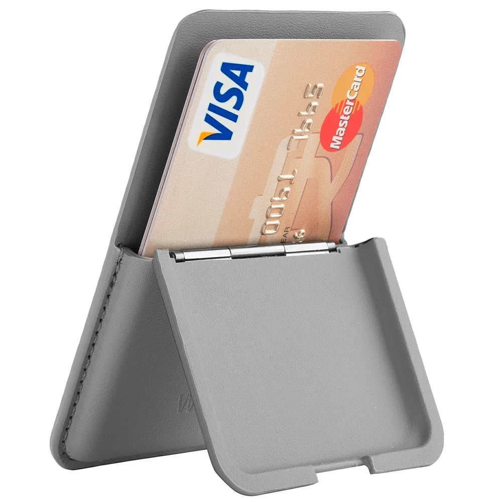 WIWU Mag Wallet MW-001 PU Leather Phone Back Card Bag Kickstand Magnetic Card Holder - Grey - 3