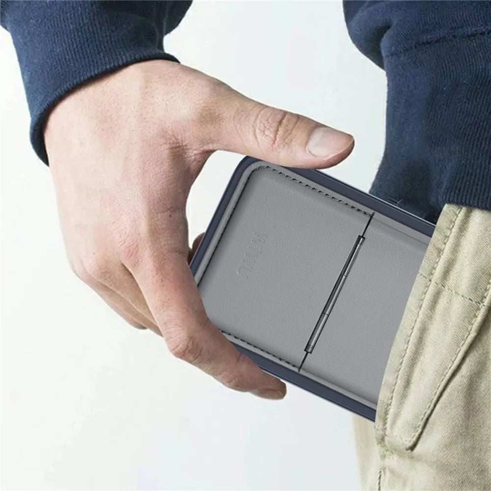 WIWU Mag Wallet MW-001 PU Leather Phone Back Card Bag Kickstand Magnetic Card Holder - Grey - 5