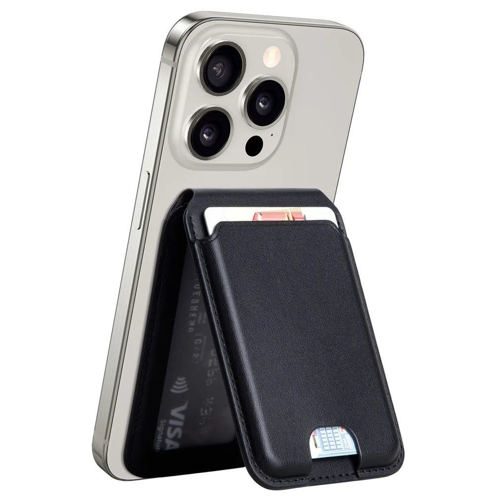 WIWU MV-003 RFID Blocking PU Leather Magnetic Card Holder Kickstand Card Bag - 1