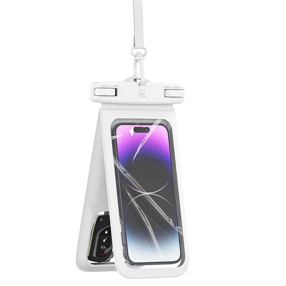 USAMS YD014 IP68 Waterproof Phone Pouch Double Space Large PVC Phone Bag Holder - White - 1