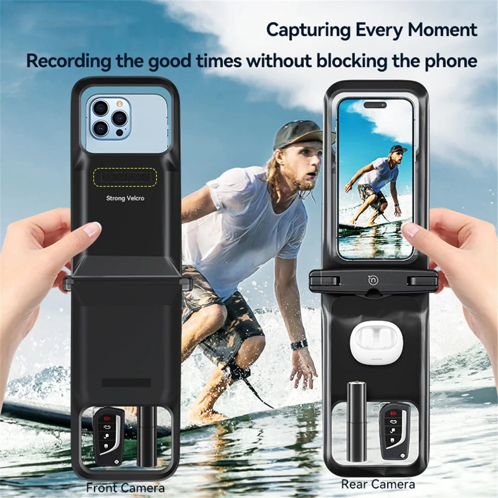 USAMS YD014 IP68 Waterproof Phone Pouch Double Space Large PVC Phone Bag Holder - White - 7