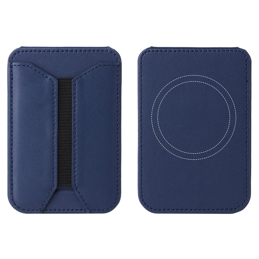 G056 PU Leather Magnetic Card Holder for Cell Phone Kickstand Card Bag - Dark Blue - 1