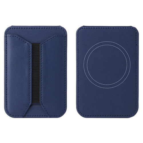 G056 PU Leather Magnetic Card Holder for Cell Phone Kickstand Card Bag - Dark Blue - 1