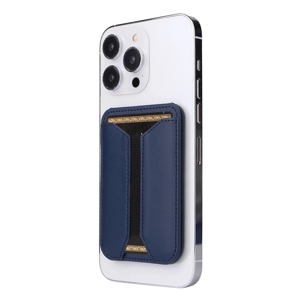 G056 PU Leather Magnetic Card Holder for Cell Phone Kickstand Card Bag - Dark Blue - 2