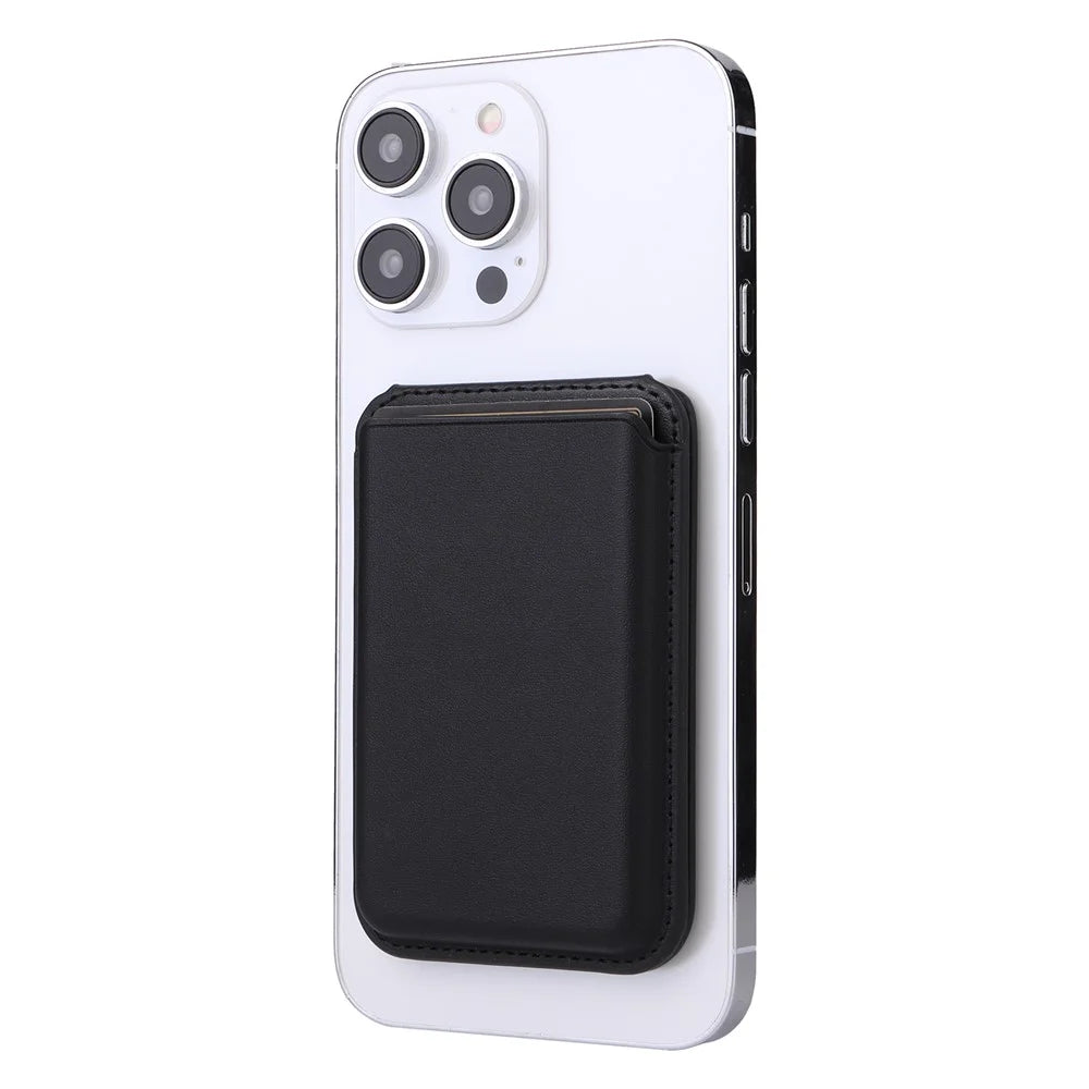 G057 Magnetic Card Holder for Back Of Phone PU Leather Kickstand - Black - 2