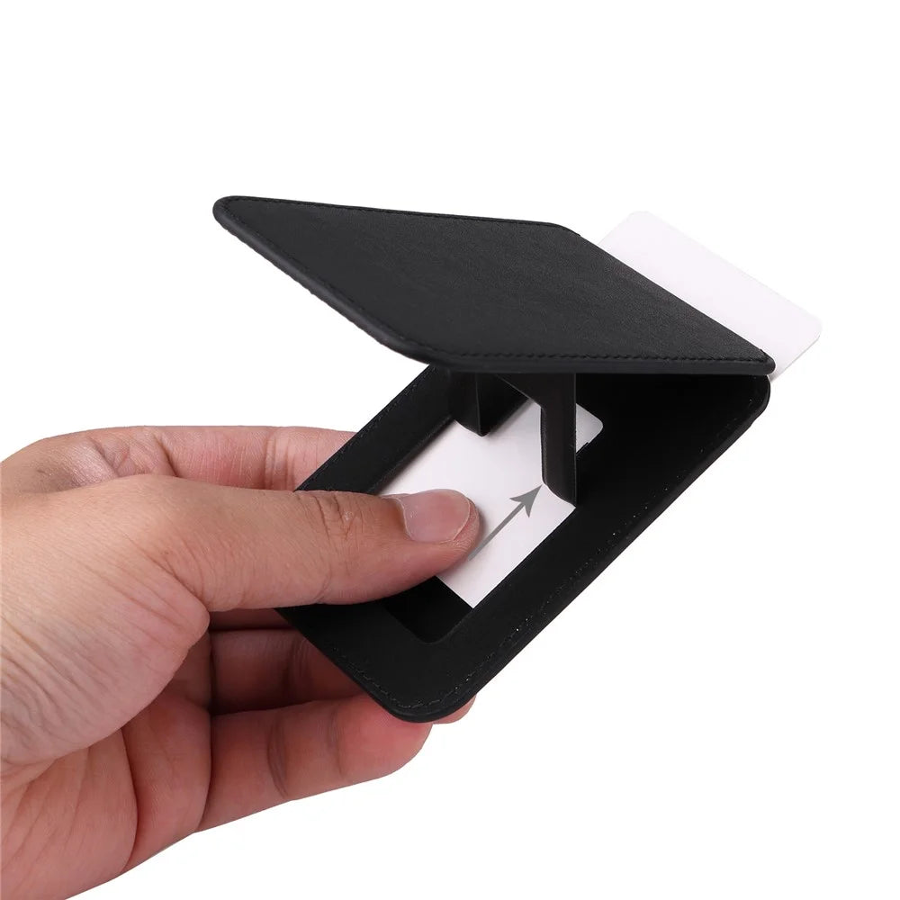 G057 Magnetic Card Holder for Back Of Phone PU Leather Kickstand - Black - 7