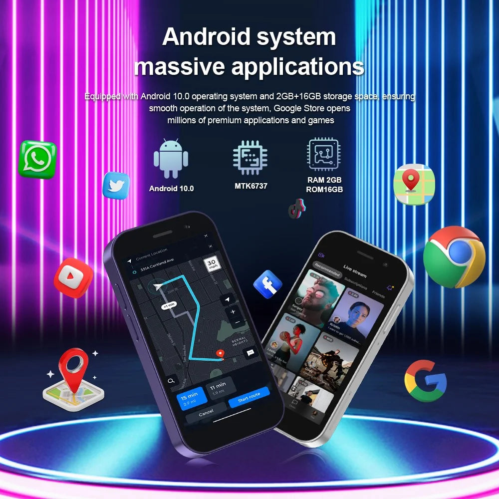 KING8000 3-Inch 2+16GB Dual SIM Ultra Mini 4G Smartphone - Black - 6