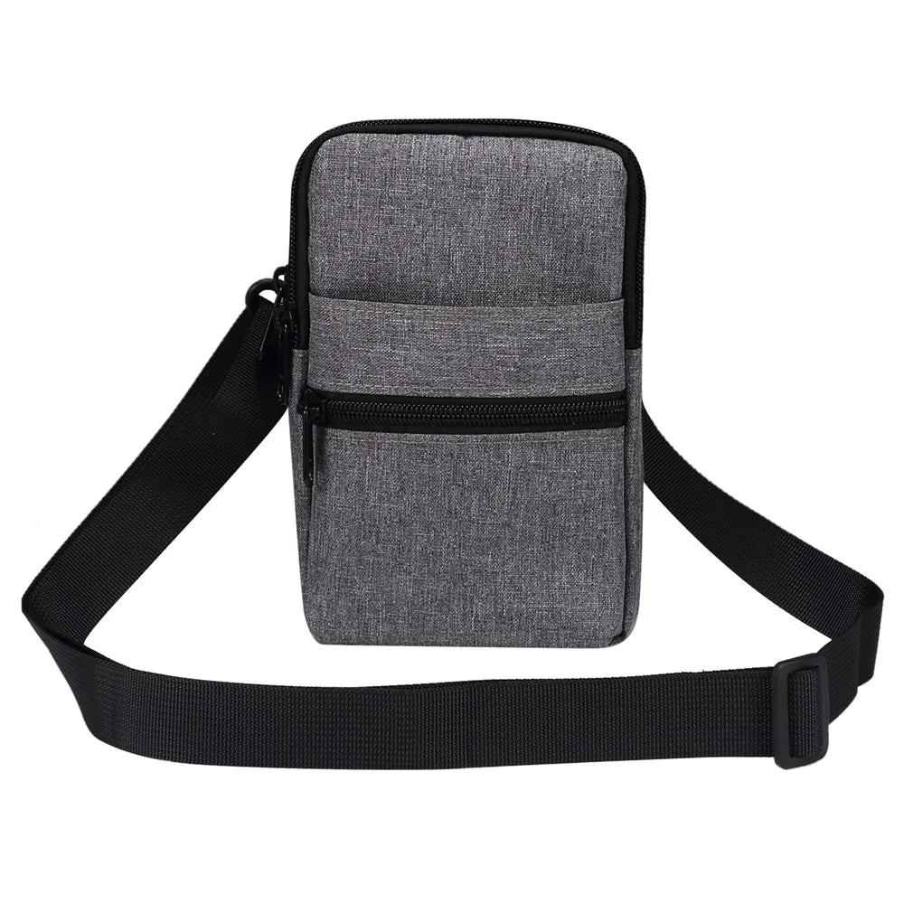Denim Cloth Phone Storage Pouch Waist Crossbody Bag for Phones Below 7.2-inch for iPhone 17 Pro Max / 16 Pro Max / Samsung Galaxy S26 Ultra / S25 Ultra - Dark Grey - 1