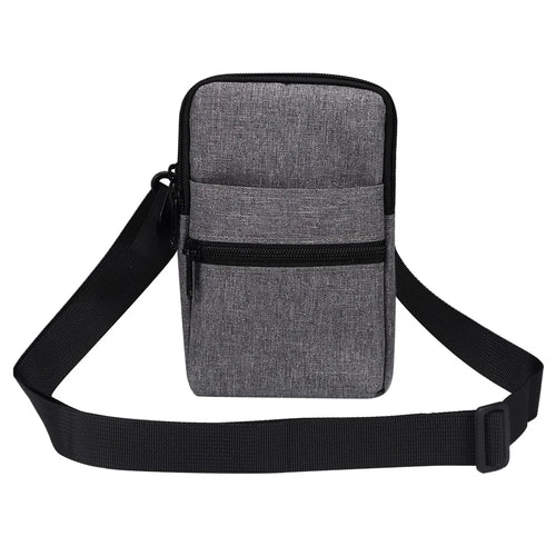 Denim Cloth Phone Storage Pouch Waist Crossbody Bag for Phones Below 7.2-inch for iPhone 17 Pro Max / 16 Pro Max / Samsung Galaxy S26 Ultra / S25 Ultra - Dark Grey - 1