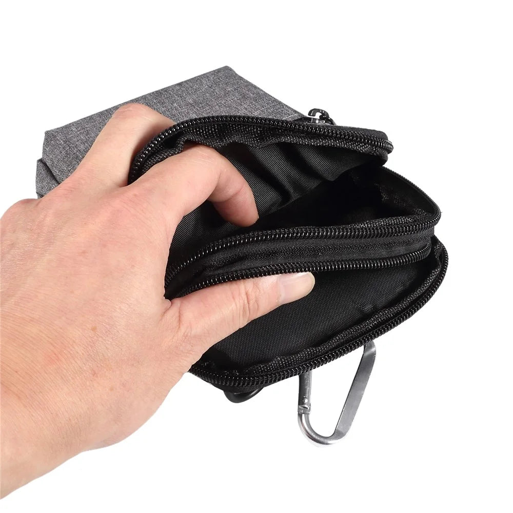 Denim Cloth Phone Storage Pouch Waist Crossbody Bag for Phones Below 7.2-inch for iPhone 17 Pro Max / 16 Pro Max / Samsung Galaxy S26 Ultra / S25 Ultra - Dark Grey - 4