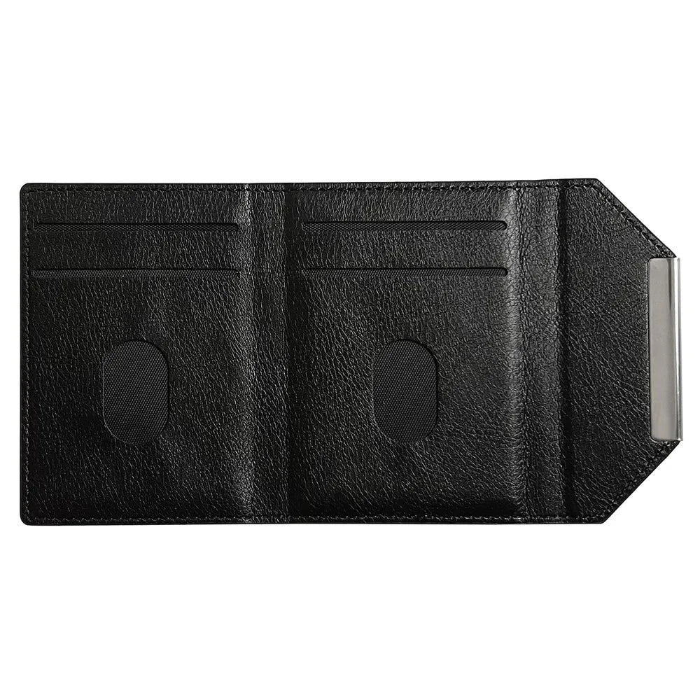 Solid Color PU Leather Card Bag Hardware Design 4 Card Slots Organizer - Black - 3