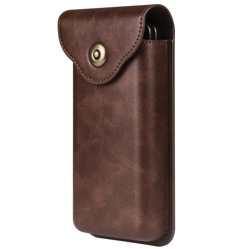 Phone Waist Bag for Samsung Galaxy Z Fold5 5G / Z Fold4 5G Vertical Leather Belt Holster Waist Pouch - Coffee - 1