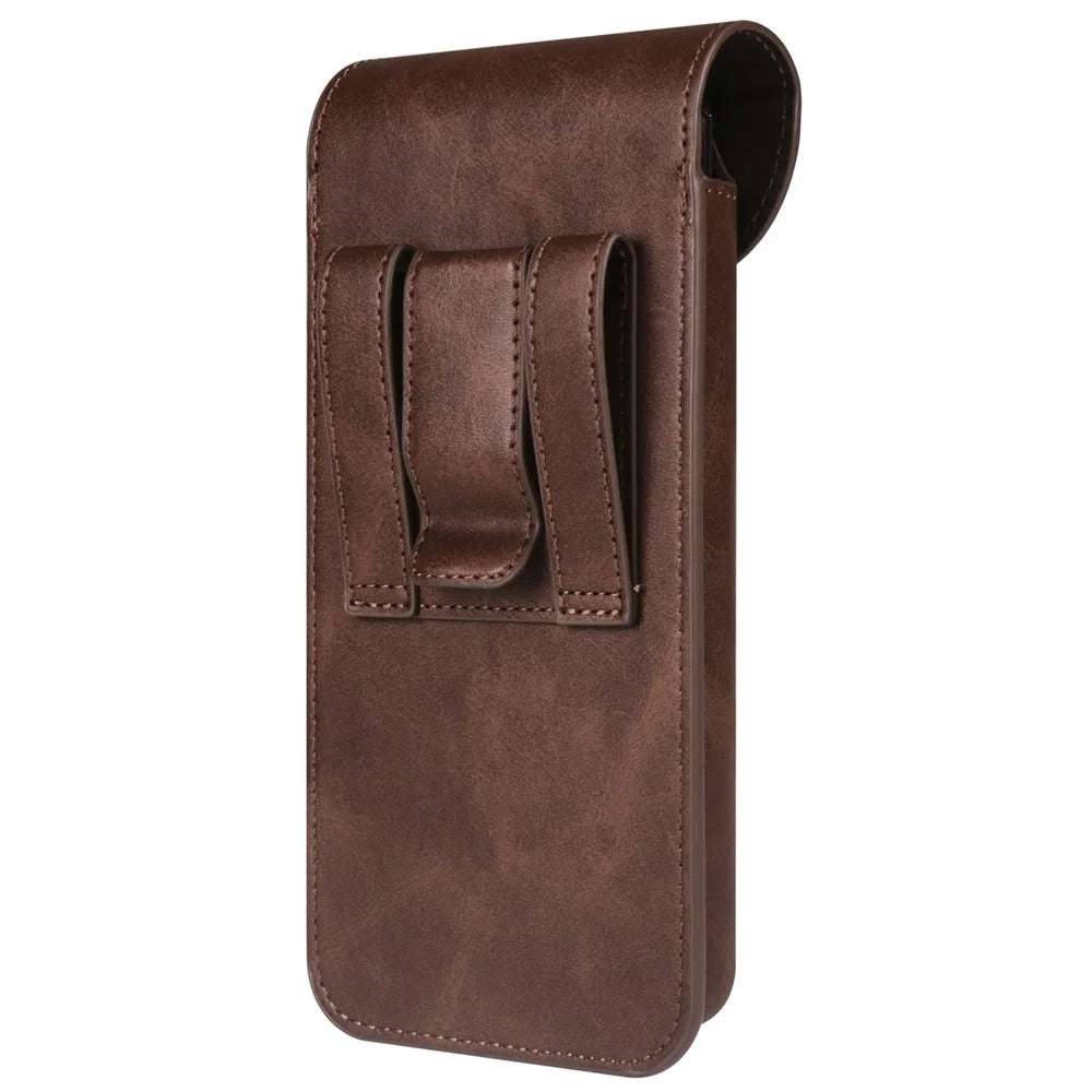 Phone Waist Bag for Samsung Galaxy Z Fold5 5G / Z Fold4 5G Vertical Leather Belt Holster Waist Pouch - Coffee - 2