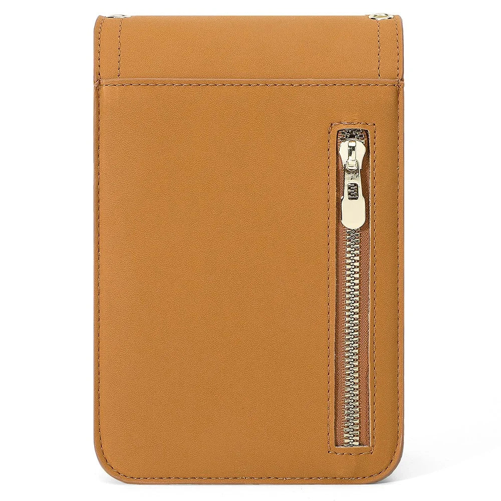 FOREVER YOUNG 8418-003 Crossbody Phone Bag for iPhone 12 / 12 Pro Leather Vertical Shoulder Phone Purse Wallet - Brown - 3