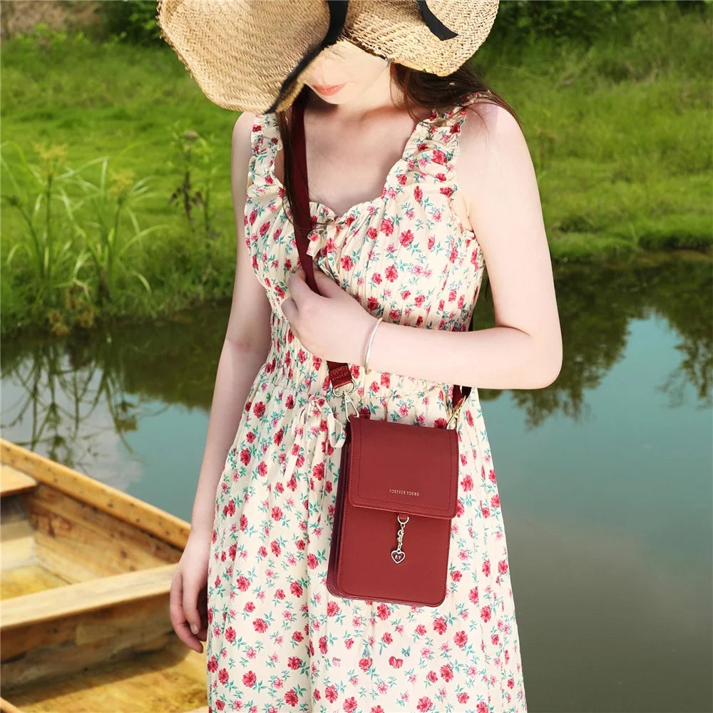 FOREVER YOUNG 8418-003 Crossbody Phone Bag for iPhone 12 / 12 Pro Leather Vertical Shoulder Phone Purse Wallet - Brown - 7