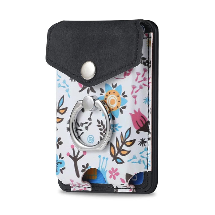 CASENEO MC-W3 Magnetic Card Holder Pattern Leather Card Pocket Ring Holder - Black - 2