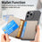 PU Leather Phone Card Bag Adhesive Kickstand Zipper Card Holder - Khaki - 6