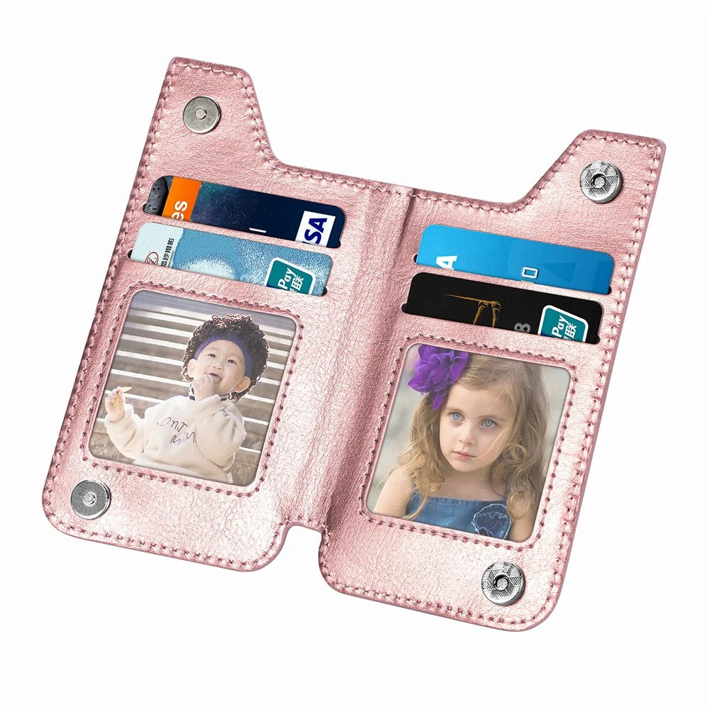 Phone Zipper Wallet Card Bag PU Leather Adhesive Kickstand Card Holder - Rose Gold - 2