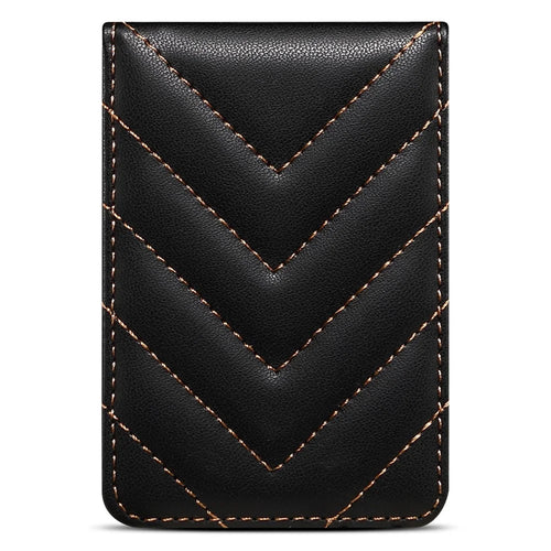 Adhesive Card Holder for Smart Phones Leather Card Bag with RFID Blocking, Kickstand - Black - 1