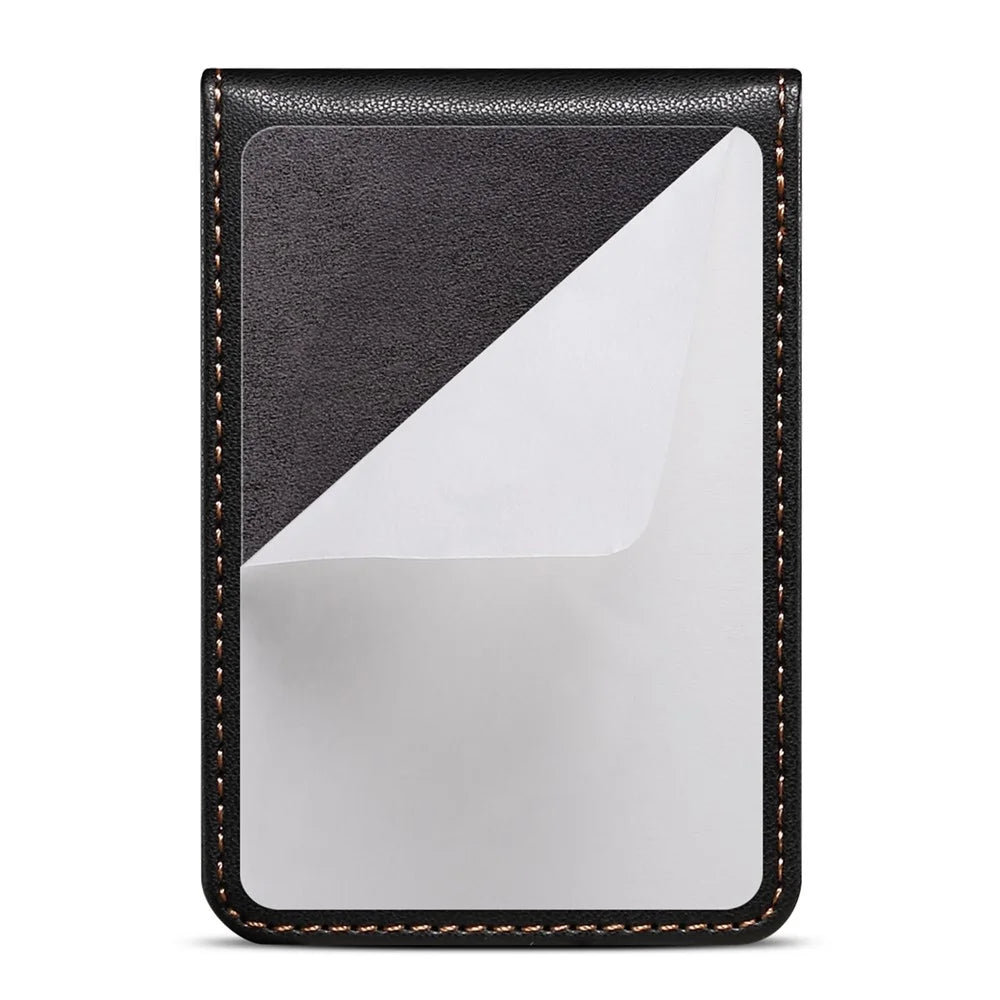 Adhesive Card Holder for Smart Phones Leather Card Bag with RFID Blocking, Kickstand - Black - 2