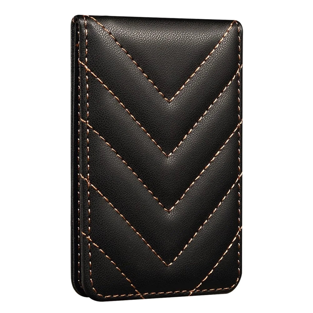 Adhesive Card Holder for Smart Phones Leather Card Bag with RFID Blocking, Kickstand - Black - 3