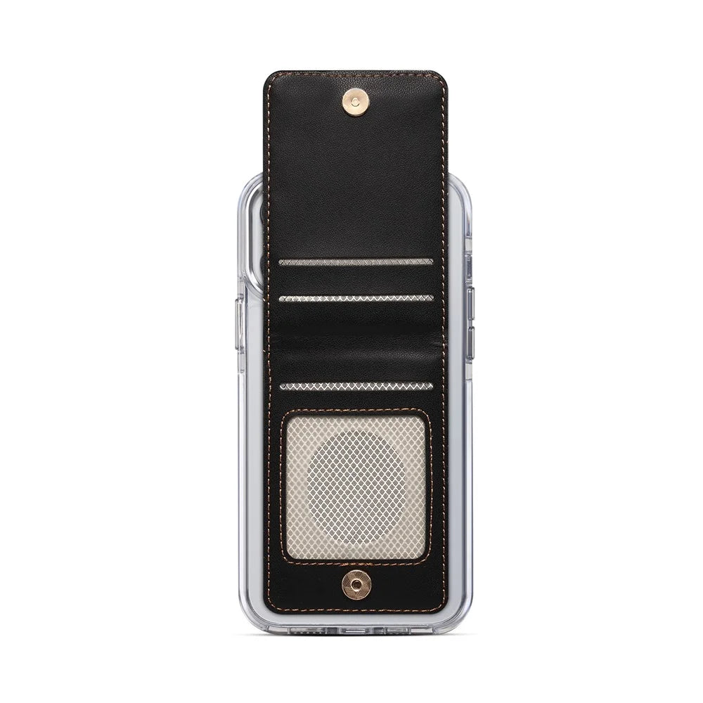 Adhesive Card Holder for Smart Phones Leather Card Bag with RFID Blocking, Kickstand - Black - 5