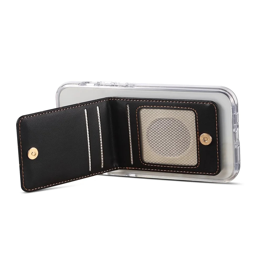 Adhesive Card Holder for Smart Phones Leather Card Bag with RFID Blocking, Kickstand - Black - 6