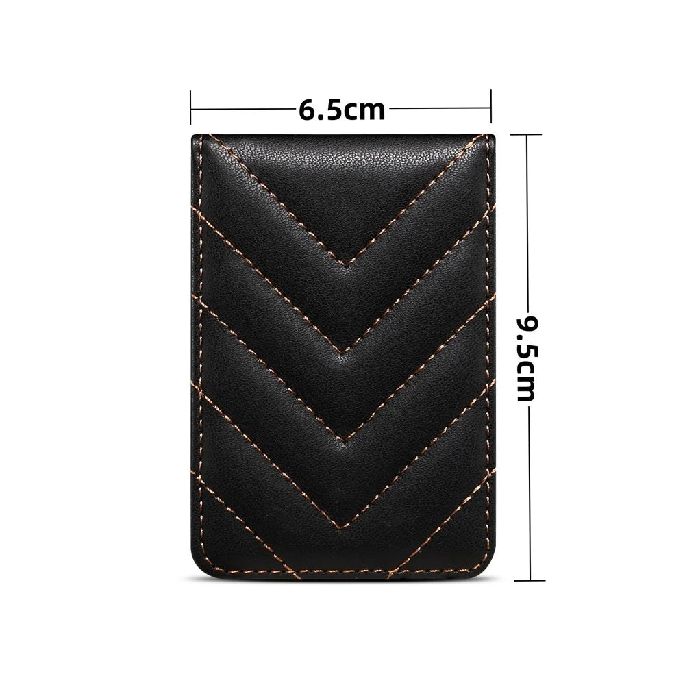 Adhesive Card Holder for Smart Phones Leather Card Bag with RFID Blocking, Kickstand - Black - 7