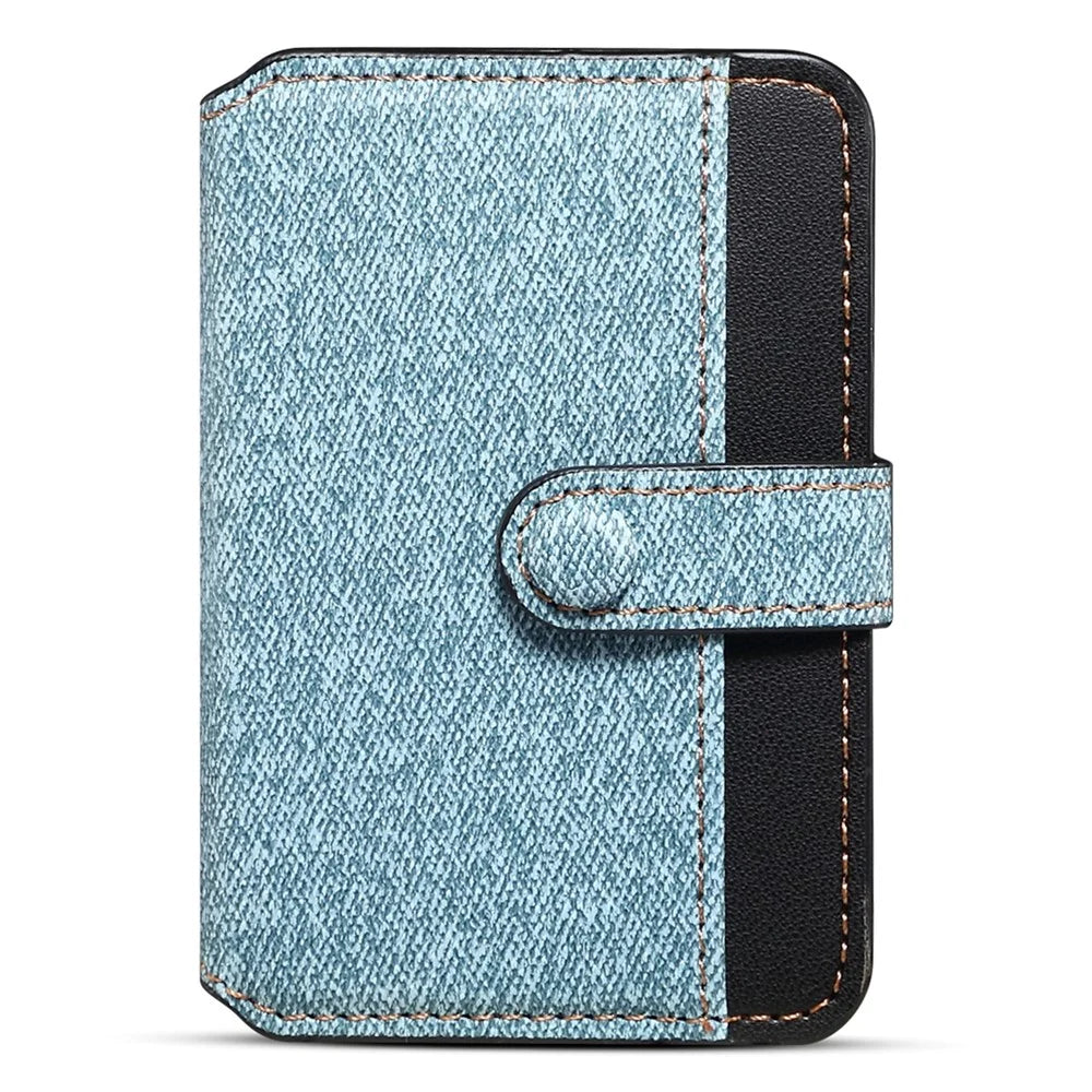 Color Matching Adhesive Card Holder for Mobile Phones Leather Card Bag with Kickstand - Blue - 1
