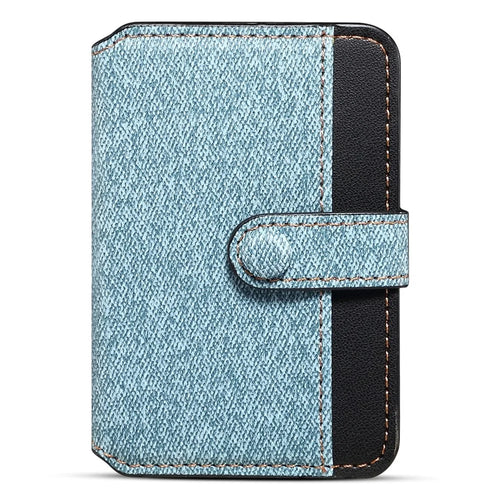 Color Matching Adhesive Card Holder for Mobile Phones Leather Card Bag with Kickstand - Blue - 1